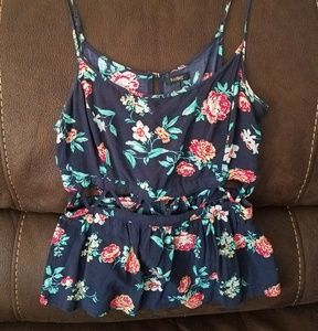 Floral lattice cut out tank